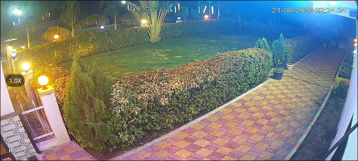 Landscaped garden and outdoor party lawn at Lotus Family Restaurant
